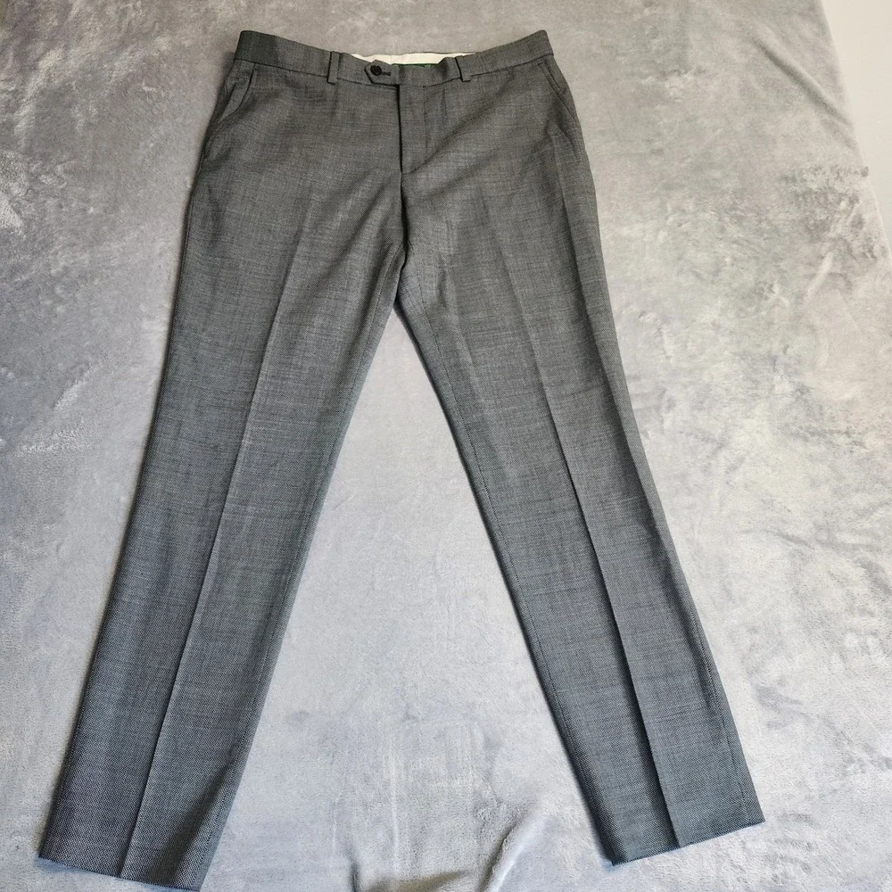 New Cricketeer Grey Birdseye Dress Pants 36 Quiet Luxury Dark Academia Wool Blen